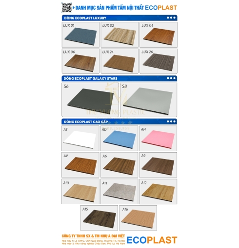 TỔNG HỢP Bảng mã màu của Tấm nhựa nội thất Ecoplast tại Đà Nẵng