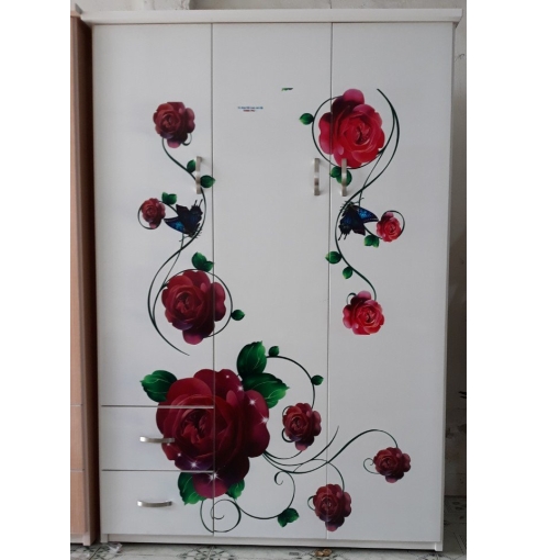 TỦ NHỰA 3 CÁNH CAO CẤP HÌNH HOA HỒNG